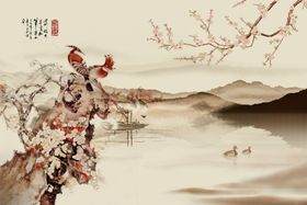 花鸟镂空边框电视背景墙