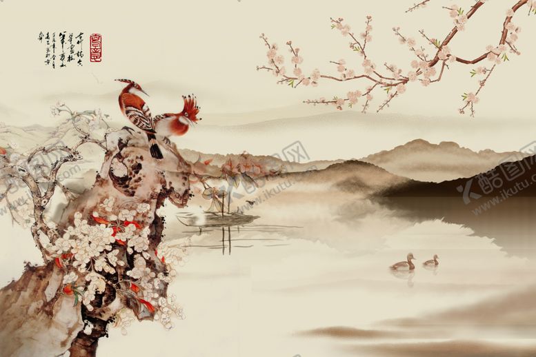 编号：62021709291008383528【酷图网】源文件下载-花鸟电视背景墙