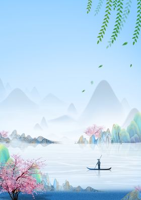 古风水墨山水画背景墙中国中国背景写意