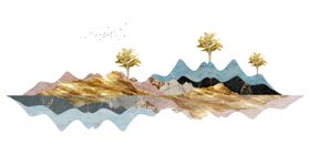 新中式金色岩石纹山水装饰画