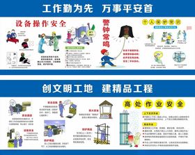 工地文明漫画施工宣传海报