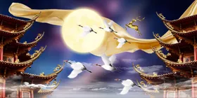 抽象云雾麋鹿金鱼三联画素材