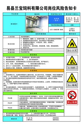输送机岗位风险告知卡