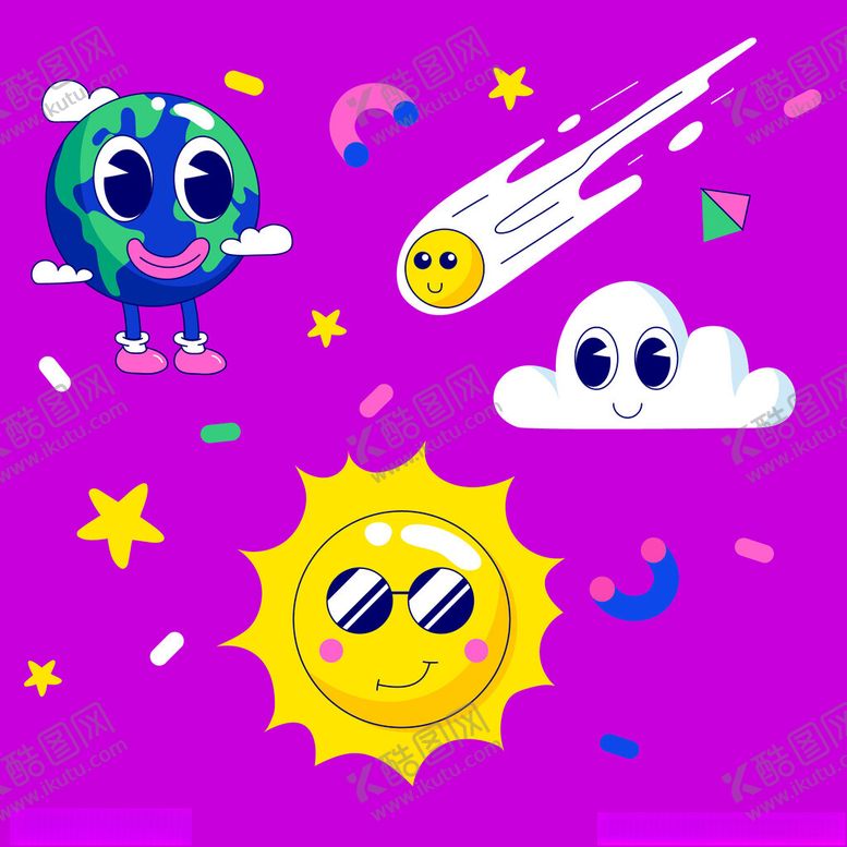 编号：50218402261922356997【酷图网】源文件下载-手绘卡通宇宙星球