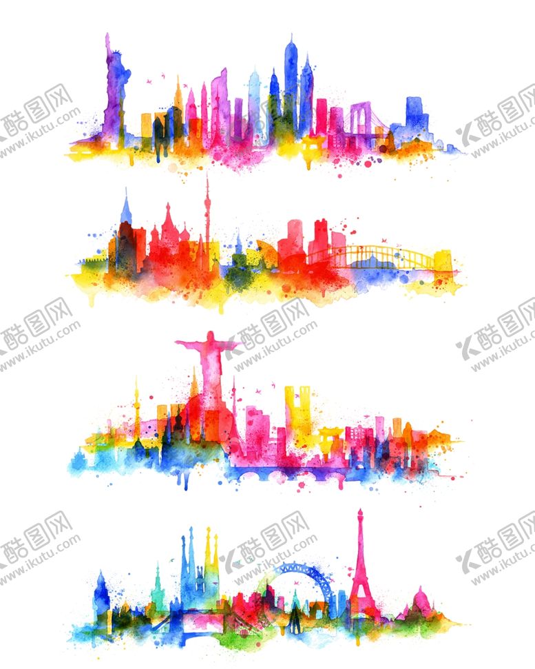 编号：99042401180252319796【酷图网】源文件下载-水彩城市