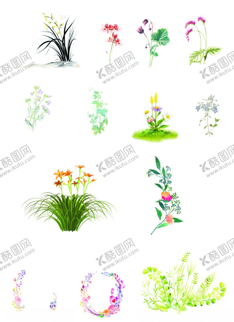 编号：89165707051208101152【酷图网】源文件下载-花草无底抠图