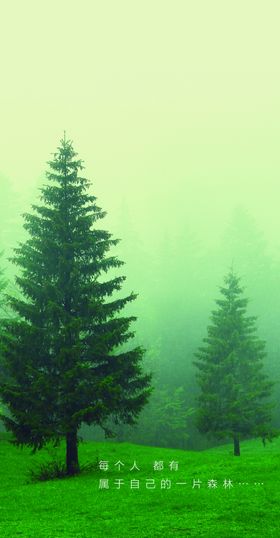 绿色森林扁平化风格背景模板