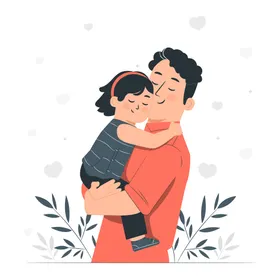 父亲节插画子子女感恩