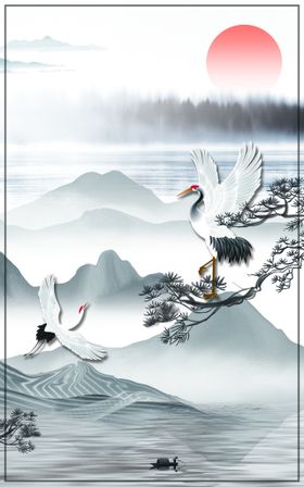 中国风背景画展板古典梅花