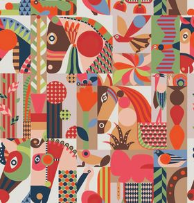 多彩抽象动物图案艺术画