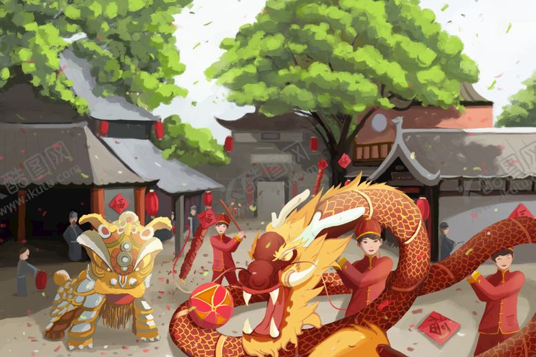 编号：03948109190000146820【酷图网】源文件下载- 虎年舞狮国潮海报图片