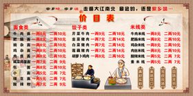 面食价目表