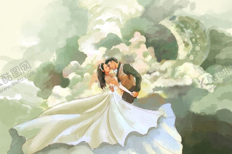 编号：76000710022016128151【酷图网】源文件下载-情侣婚礼插画卡通背景海报素材