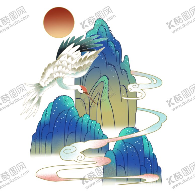 编号：34921804290938294802【酷图网】源文件下载-国潮仙鹤