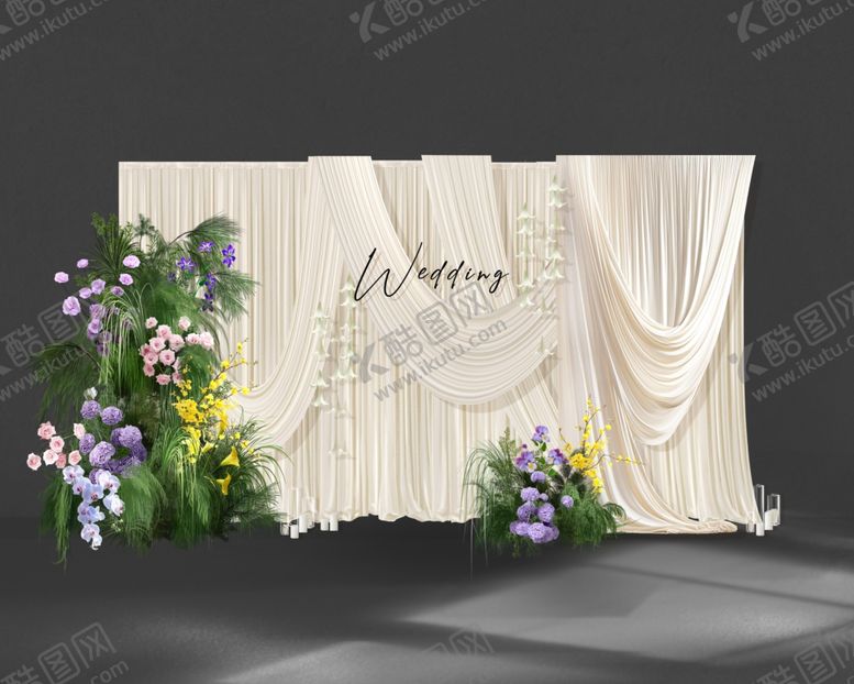 编号：82285711241755222993【酷图网】源文件下载-香槟色布幔白绿粉紫黄色迎宾区