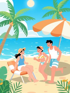 夏天海报度假插画