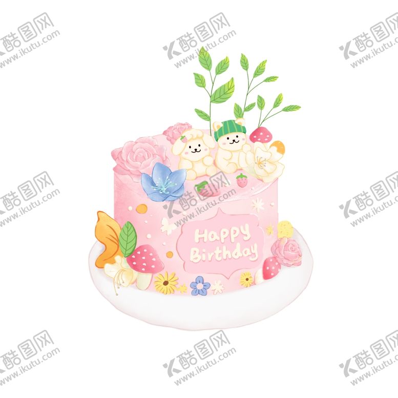 编号：17765302150226135238【酷图网】源文件下载-粉色可爱生日蛋糕