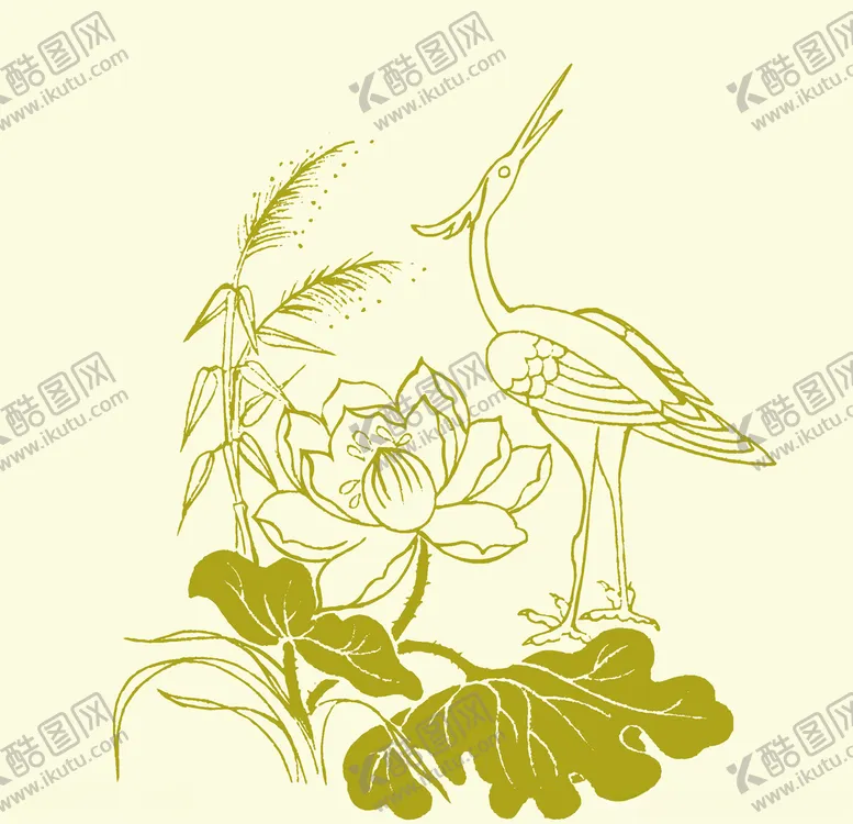 编号：25432406270236242262【酷图网】源文件下载-荷花仙鹤图案中式