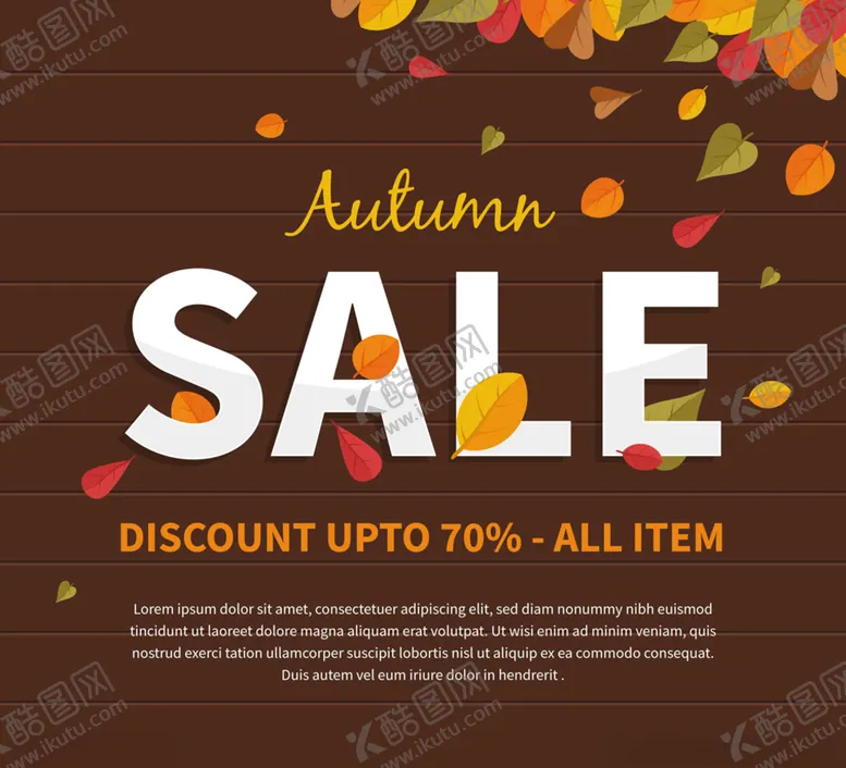 编号：99926910131421568087【酷图网】源文件下载-创意秋季促销落叶木板招贴画矢量