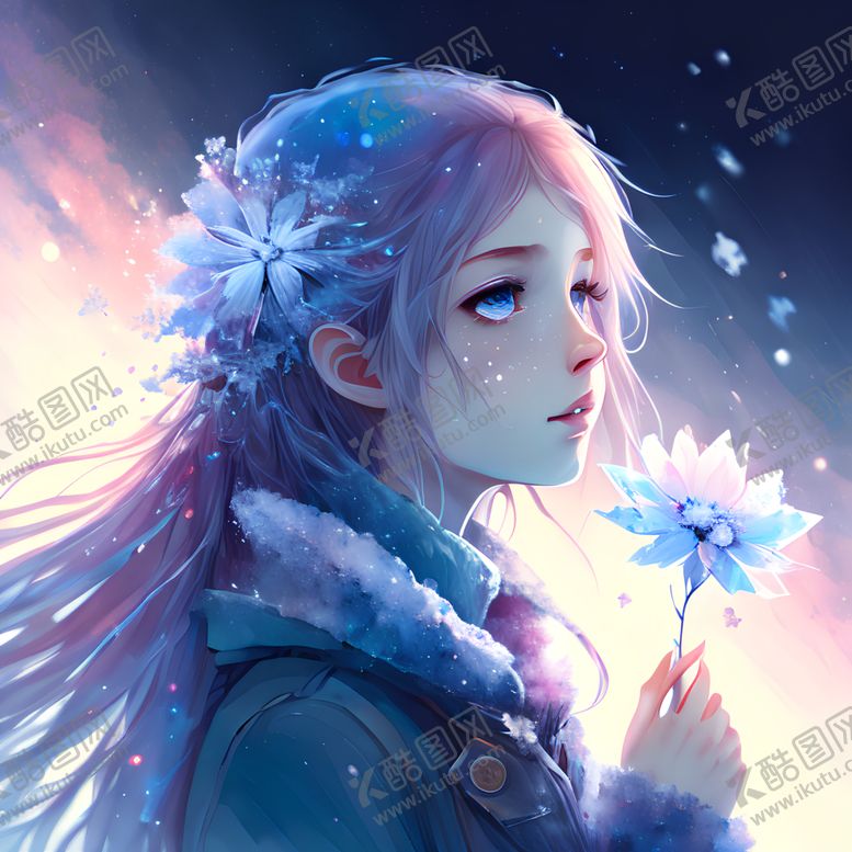 编号：12433602031056438049【酷图网】源文件下载-雪花美女