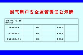 燃气用户安全监管责任公示牌