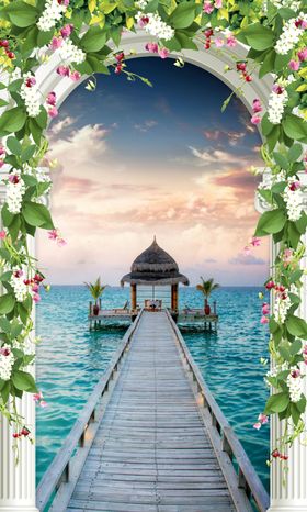 一帆风顺海景玄关画