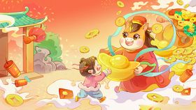 马年财神创意形象插画