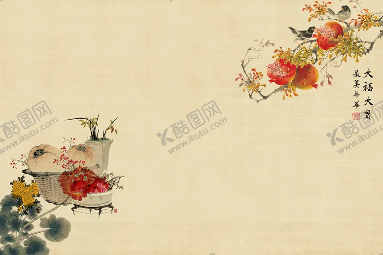 编号：78031409160722574507【酷图网】源文件下载-中国工笔画合成背景模板