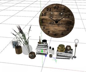 C4D模型时钟香薰蜡烛剪刀盆子