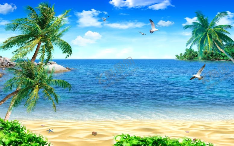 编号：17503409202155244152【酷图网】源文件下载-海滩椰树