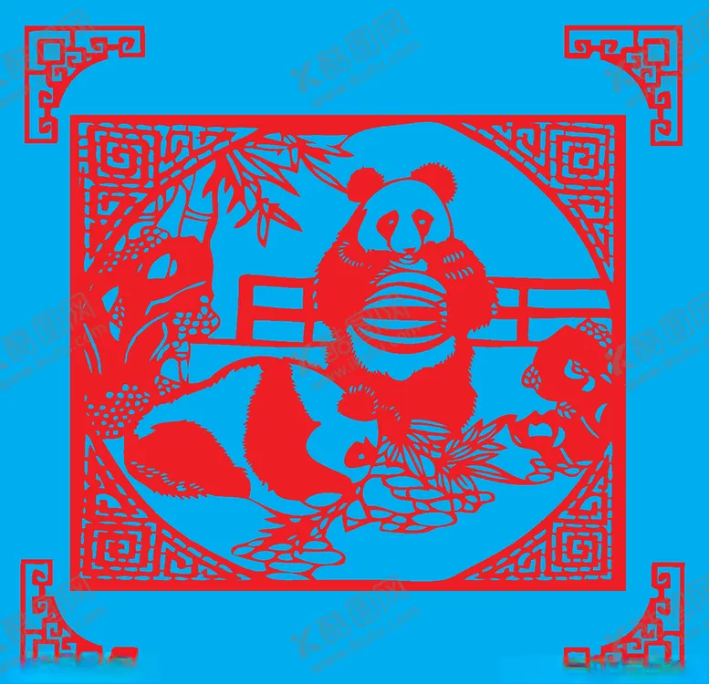 编号：69814504070356336733【酷图网】源文件下载-熊猫剪纸