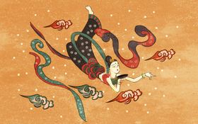 敦煌壁画复古插画背景素材