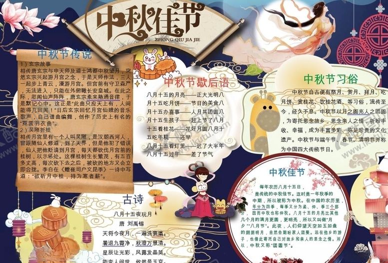编号：70387706240341136180【酷图网】源文件下载-中秋节手抄报