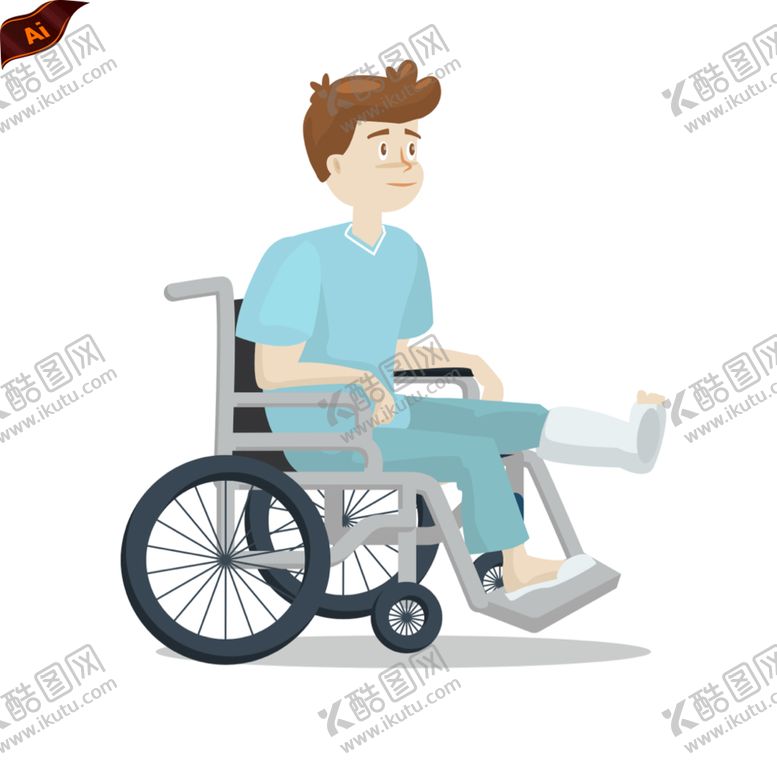 编号：02653409121519054391【酷图网】源文件下载-轮椅病人插画