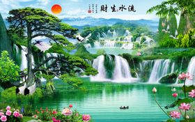 新中式山水背景墙