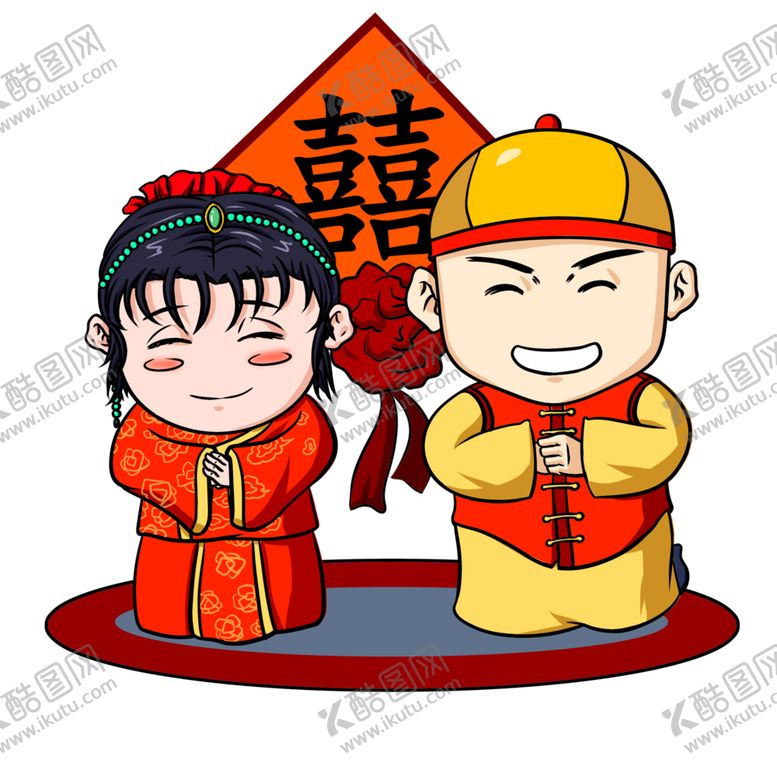 编号：50797707051257515422【酷图网】源文件下载-卡通新郎新娘PNG免扣素材