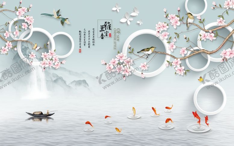 编号：23802306291354295367【酷图网】源文件下载-工笔花鸟背景墙装饰画