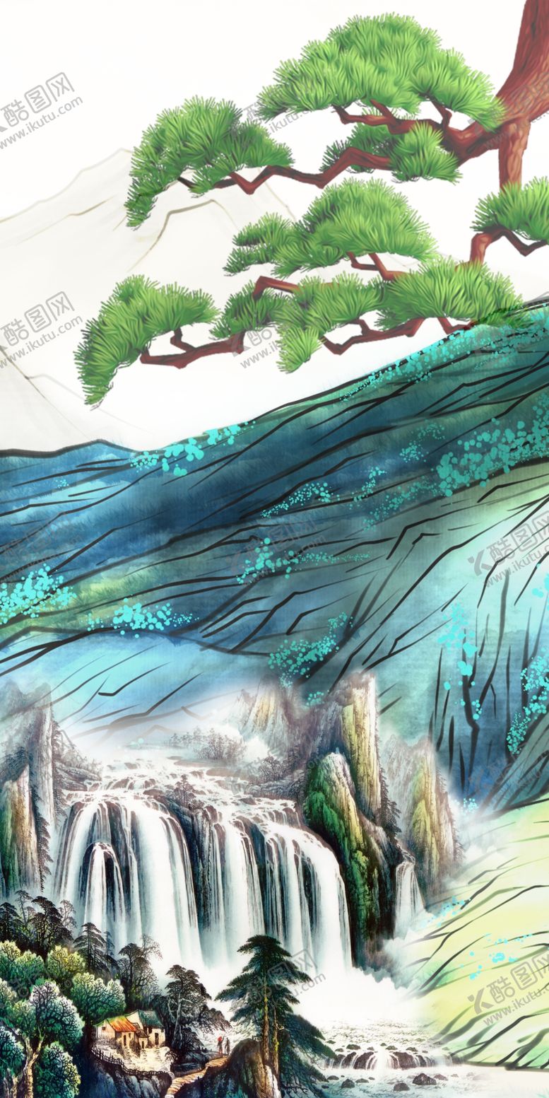 编号：38468005160326562116【酷图网】源文件下载-手绘风景画玄关背景装饰画