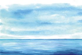 海蓝天手绘图片
