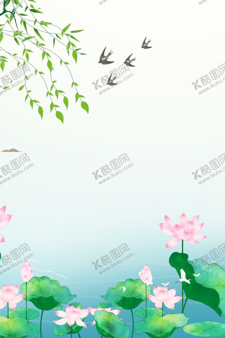 编号：65165906251247502679【酷图网】源文件下载-卡通池塘莲花背景