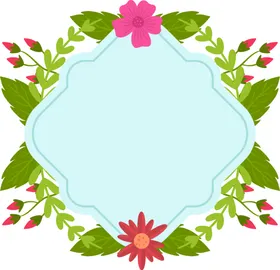 花朵标签免抠图题栏png环留言框