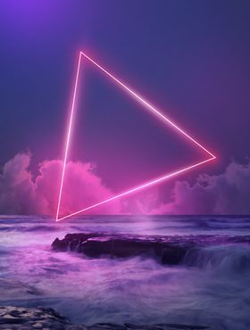 霓虹灯几何空间海报