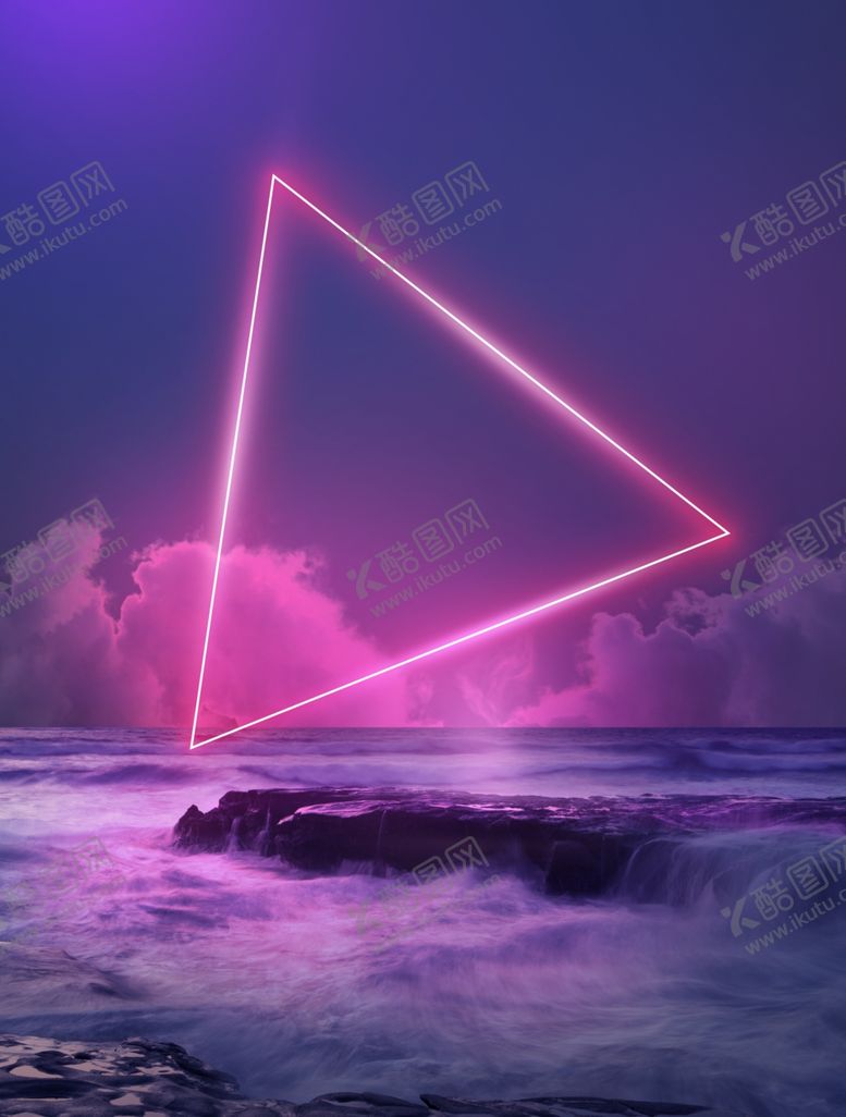 编号：57525905101205314995【酷图网】源文件下载-霓虹灯几何空间海报