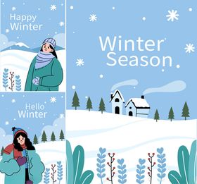 冬日雪景中的温馨人物画面