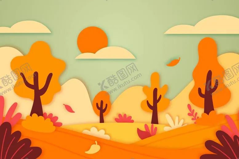 编号：22835610191756309058【酷图网】源文件下载-扁平秋天的自然风景