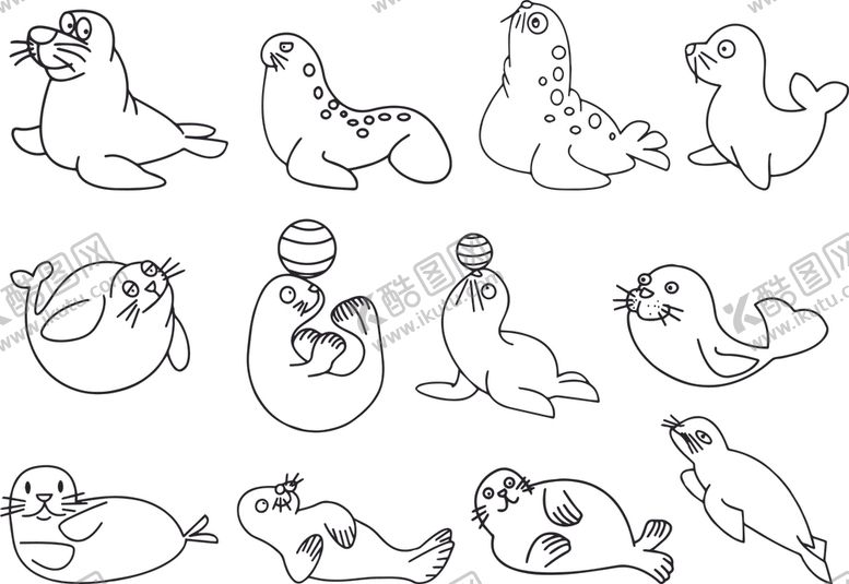 编号：46881209290422014834【酷图网】源文件下载-海豹卡通