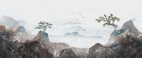 水墨山水写意中式画意境