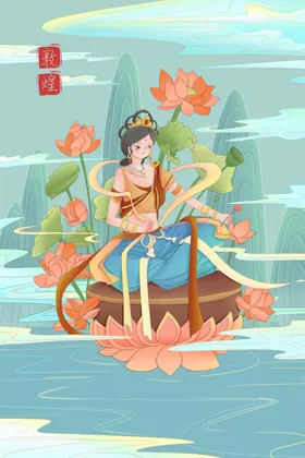 国潮海报设计图片传统文化古风女神飞天伎乐