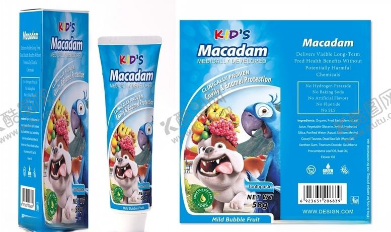 编号：46168209281549552634【酷图网】源文件下载-儿童牙膏包装设计