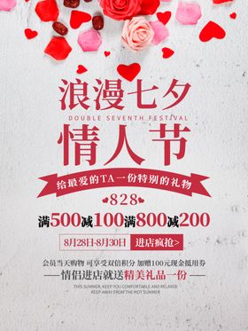 七夕海报吊旗约会爱在特卖惠
